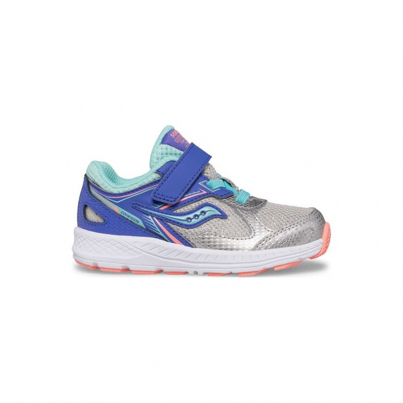 Blue / Silver Saucony Cohesion 14 A/C Jr. Little Kids\' Sneakers | USA GLVYTI