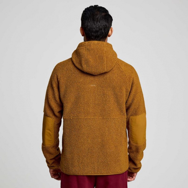 Brown Saucony Recovery Sherpa Pullover Men's Hoodie | USA RZGDXH