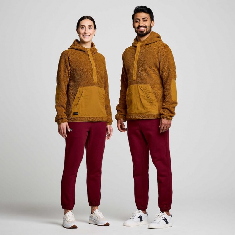 Brown Saucony Recovery Sherpa Pullover Men's Hoodie | USA RZGDXH