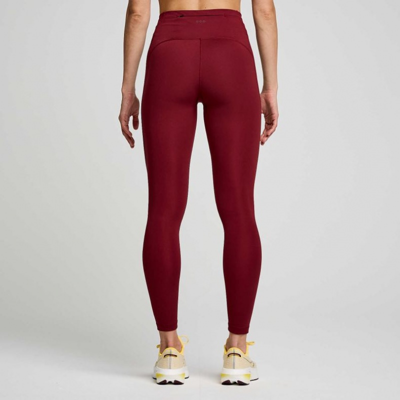 Burgundy Saucony Fortify 7/8 Women's Tight | USA NQCBOL