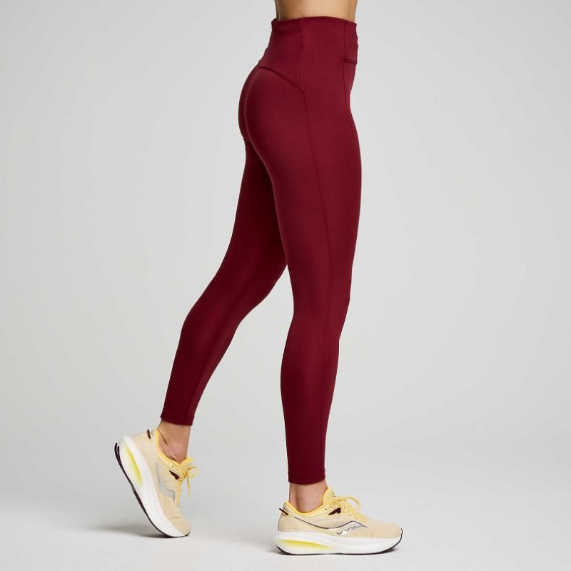 Burgundy Saucony Fortify 7/8 Women's Tight | USA NQCBOL