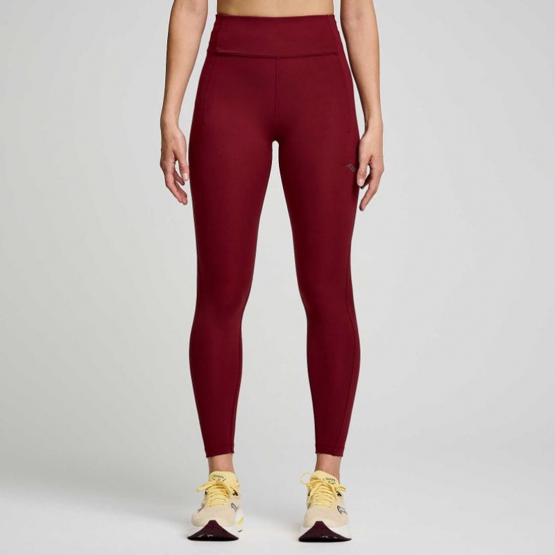 Burgundy Saucony Fortify 7/8 Women\'s Tight | USA NQCBOL