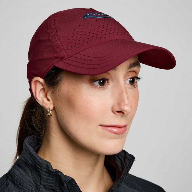 Burgundy Saucony Outpace Petite Women\'s Hat | USA WEPIBA