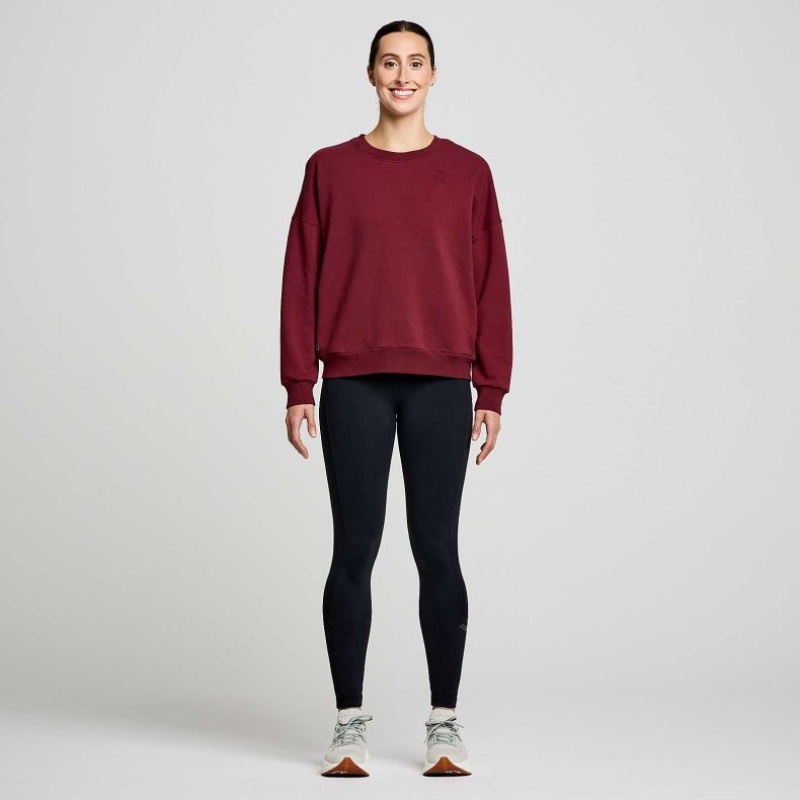 Burgundy Saucony Recovery Crew Women's Sweatshirt | USA EYWGCT