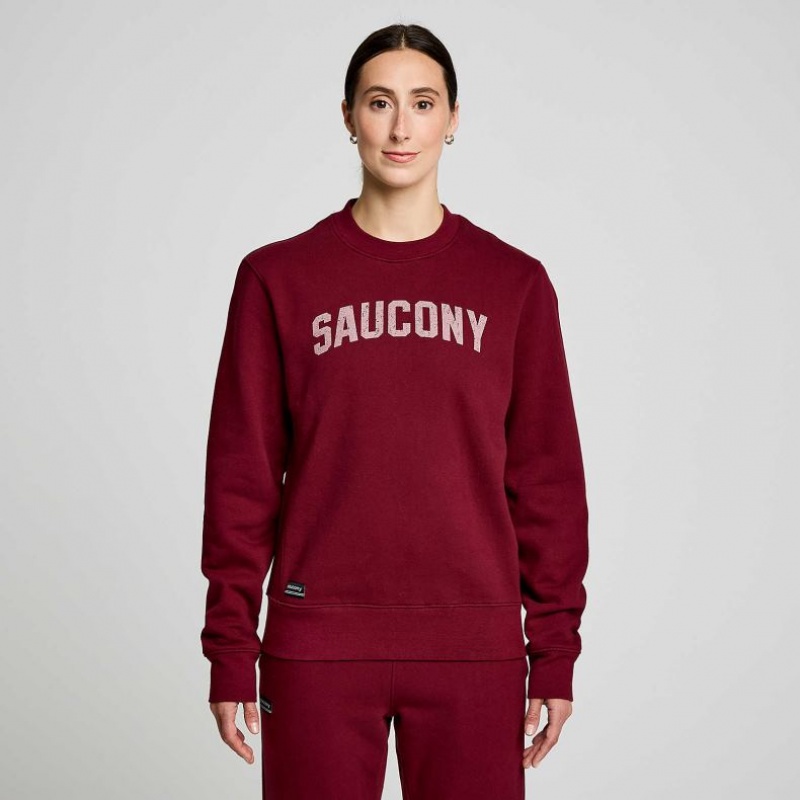 Burgundy Saucony Recovery Crew Women\'s Sweatshirt | USA LKCVTZ