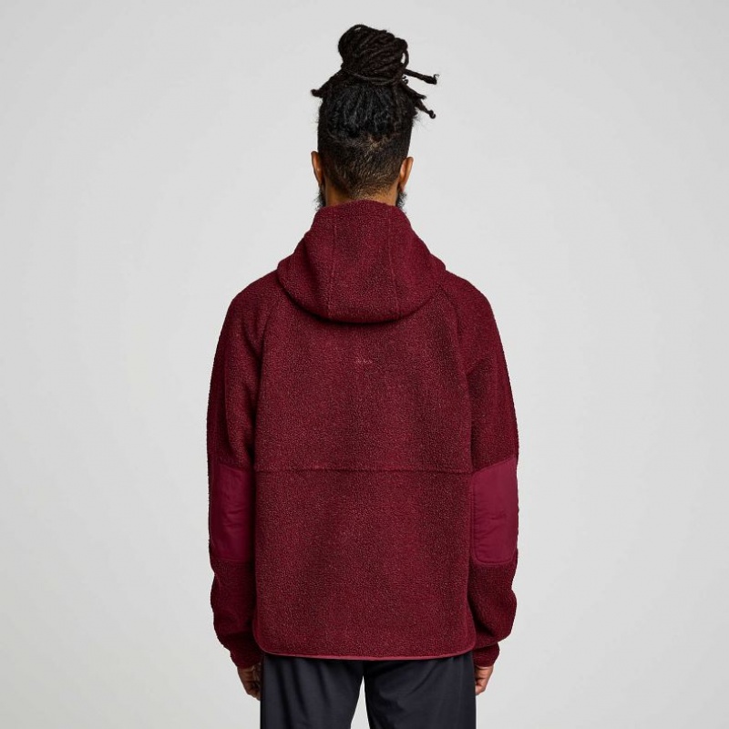 Burgundy Saucony Recovery Sherpa Pullover Men's Hoodie | USA ARPCKI