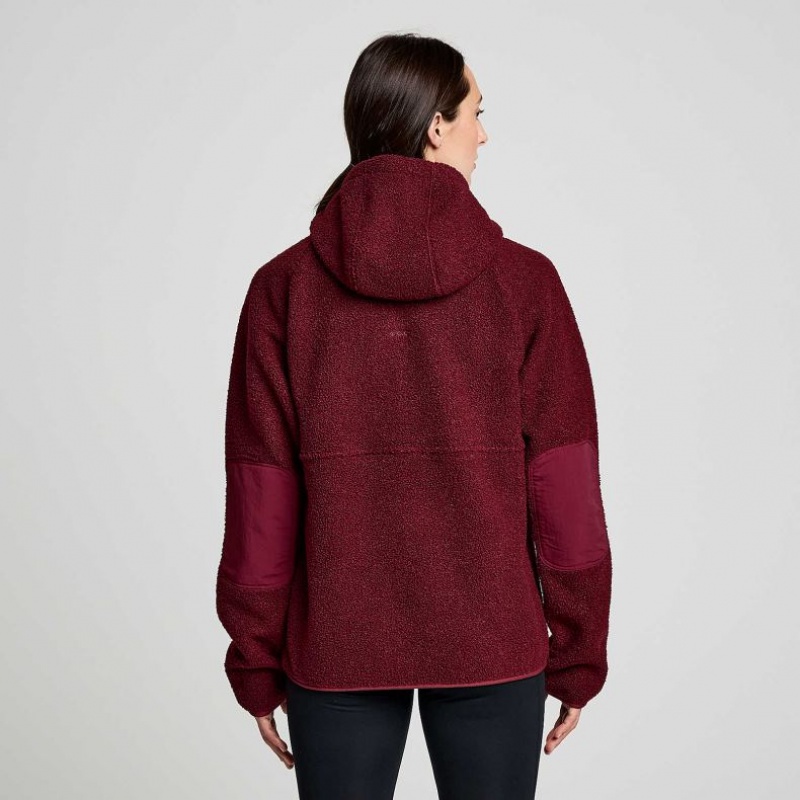 Burgundy Saucony Recovery Sherpa Pullover Women's Hoodie | USA SYDKHQ