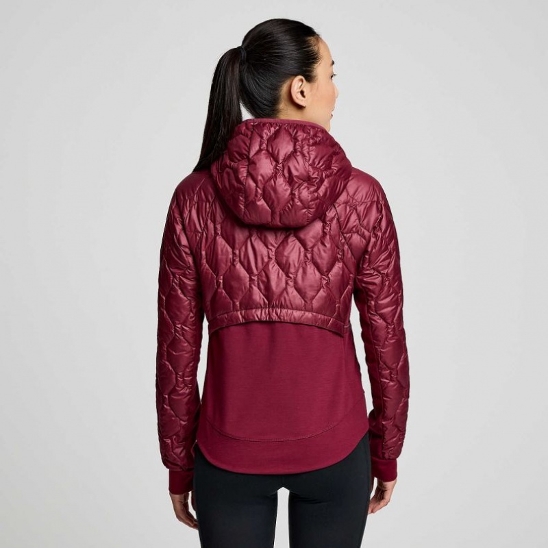 Burgundy Saucony Solstice Oysterpuff Women's Jacket | USA XLUYWS