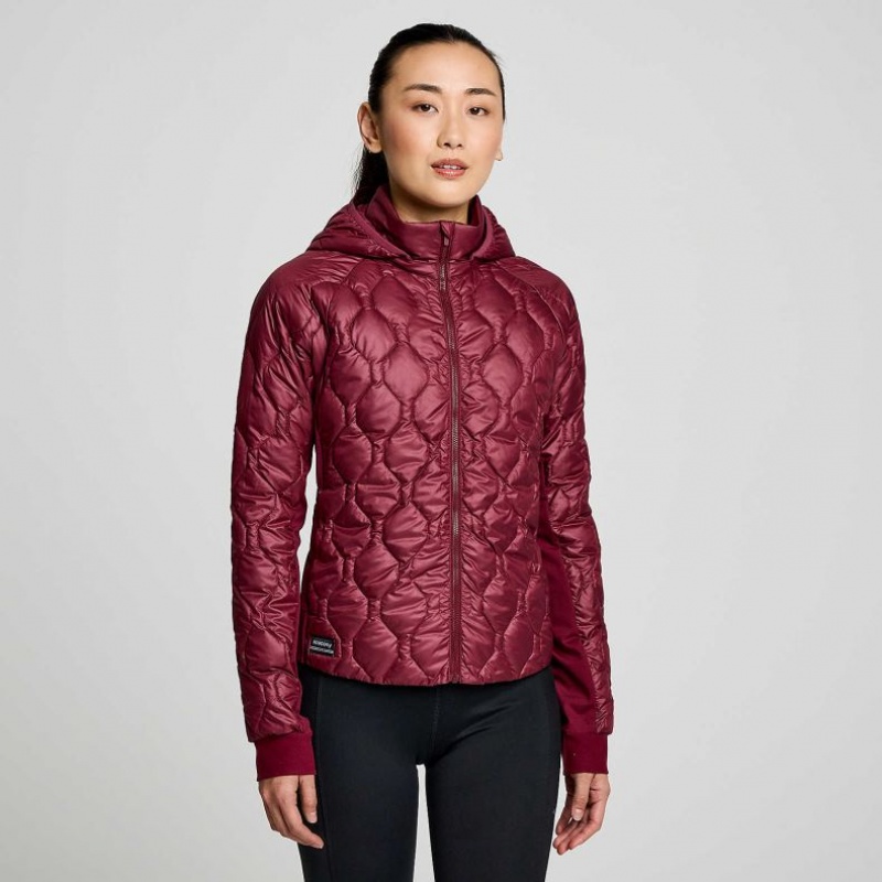 Burgundy Saucony Solstice Oysterpuff Women\'s Jacket | USA XLUYWS