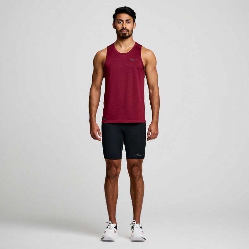 Burgundy Saucony Stopwatch Men's Singlet | USA KTJEGX