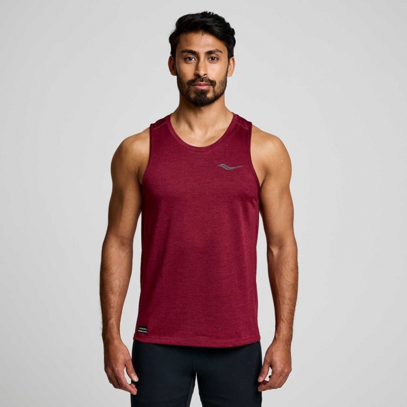 Burgundy Saucony Stopwatch Men\'s Singlet | USA KTJEGX