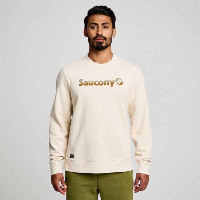 Cream Saucony Recovery Crew Men\'s Sweatshirt | USA FPQIOJ