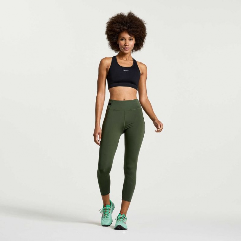 Dark Green Saucony Explorer Utility Crop Women's Tight | USA XCPDEN