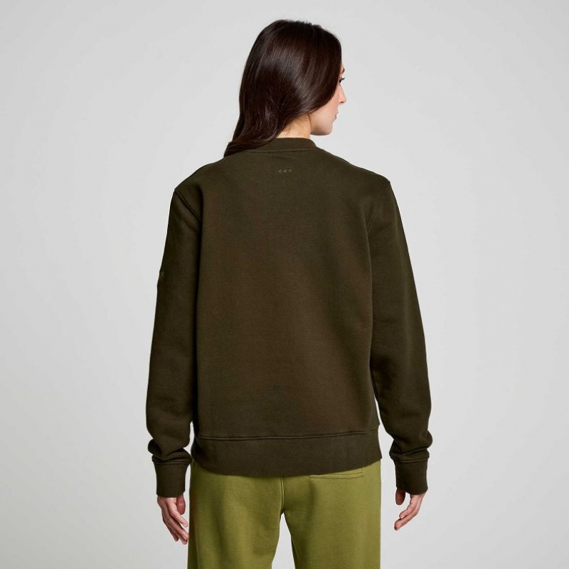 Dark Green Saucony Recovery Crew Women's Sweatshirt | USA IOFXHG