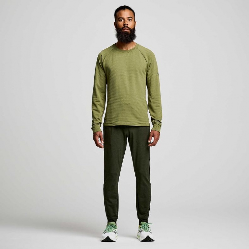 Green Saucony Triumph 3D Crew Men's Sweatshirt | USA OZYINP