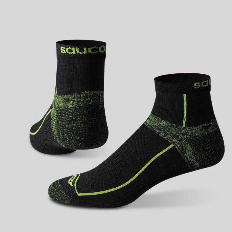 Green / Black Saucony Inferno Quarter 3-Pack Women's Socks | USA MHGDNP