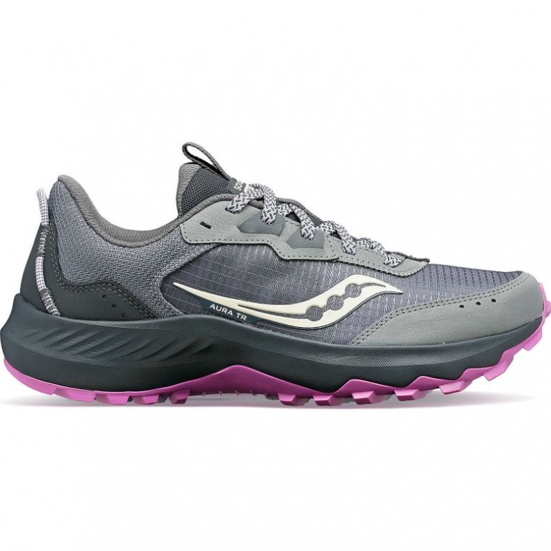 Grey Saucony Aura TR Women\'s Trail Running Shoes | USA NZXMRC