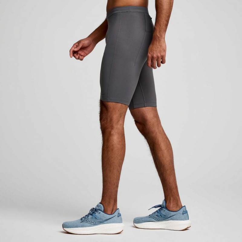 Grey Saucony Fortify Lined Half Men's Tight | USA XRDSBN