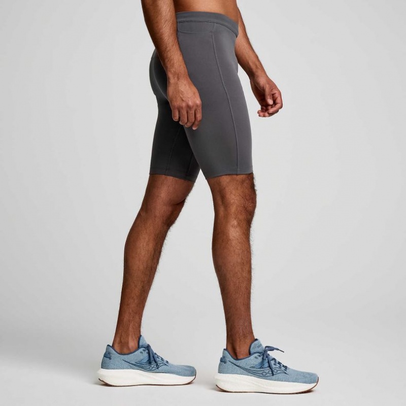 Grey Saucony Fortify Lined Half Men's Tight | USA XRDSBN