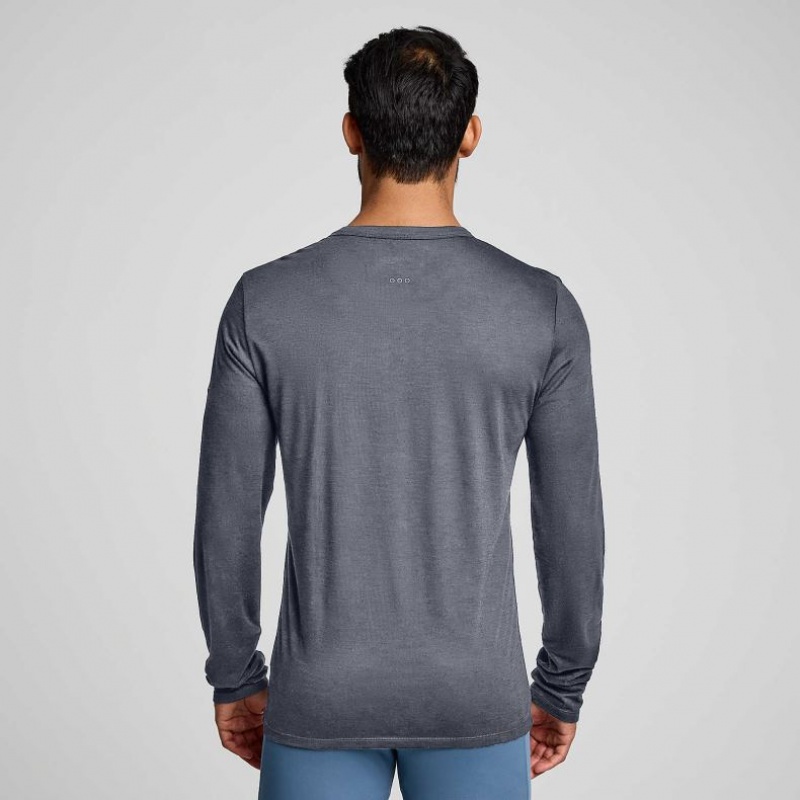 Grey Saucony Peregrine Merino Long Sleeve Men's T-Shirt | USA CVSKQG