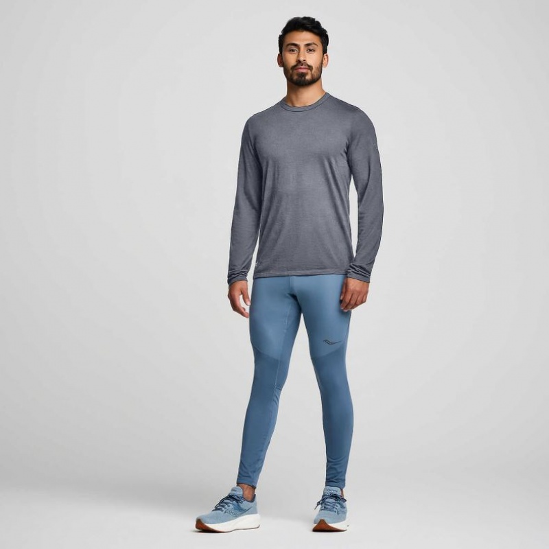 Grey Saucony Peregrine Merino Long Sleeve Men's T-Shirt | USA CVSKQG