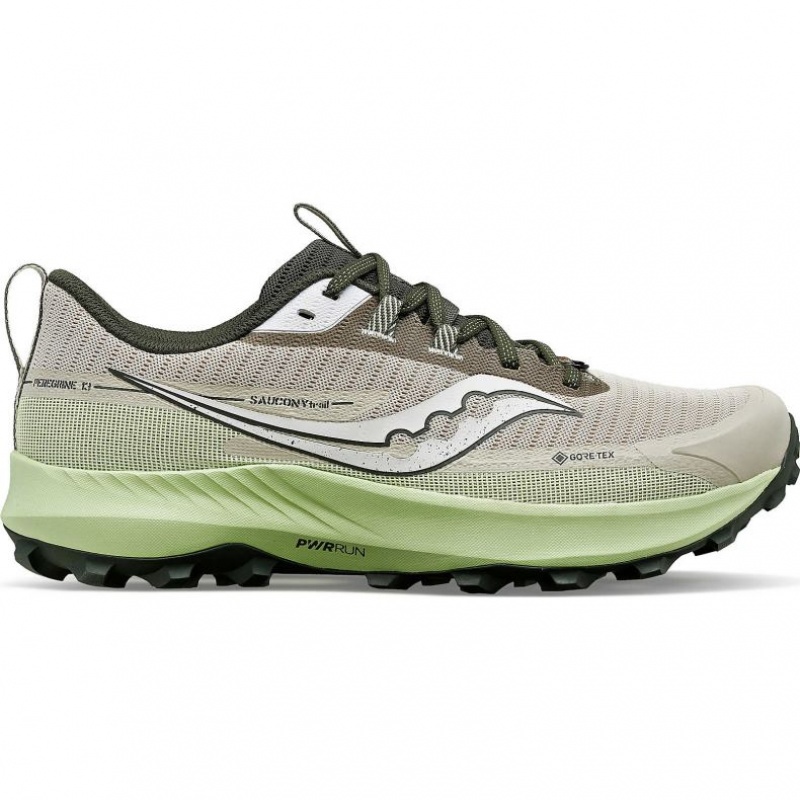 Grey / Mint Saucony Peregrine 13 GTX Men\'s Running Shoes | USA WAZOTI