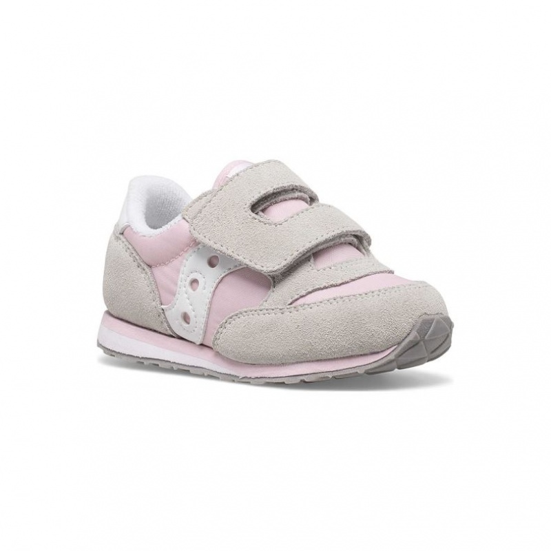 Grey / Pink Saucony Baby Jazz Hook & Loop Little Kids' Sneakers | USA IZXLSY