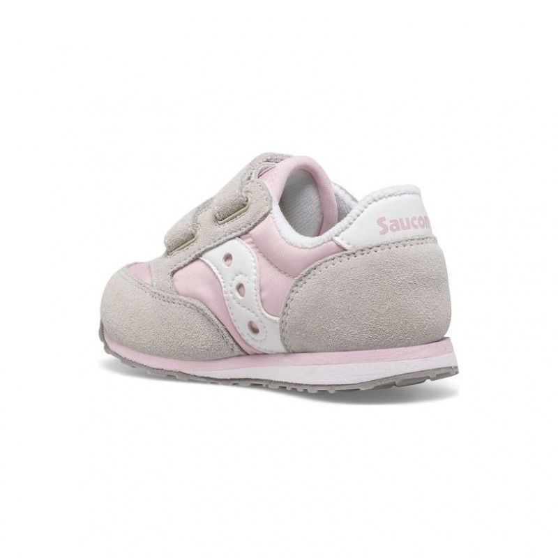 Grey / Pink Saucony Baby Jazz Hook & Loop Little Kids' Sneakers | USA IZXLSY