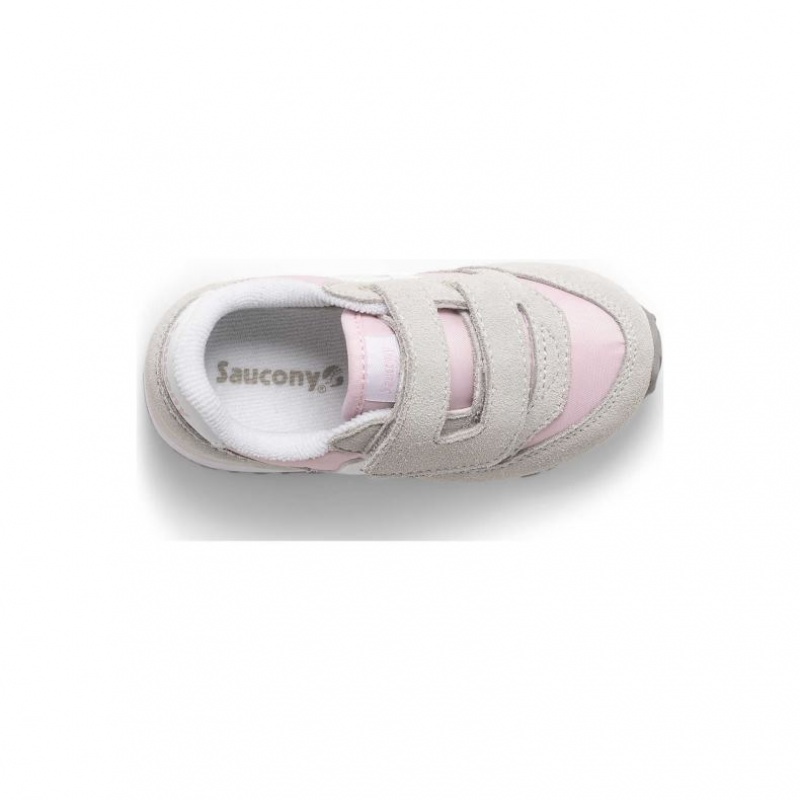 Grey / Pink Saucony Baby Jazz Hook & Loop Little Kids' Sneakers | USA IZXLSY