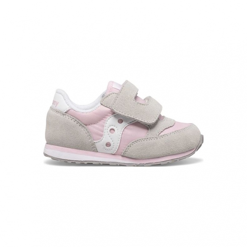 Grey / Pink Saucony Baby Jazz Hook & Loop Little Kids\' Sneakers | USA IZXLSY