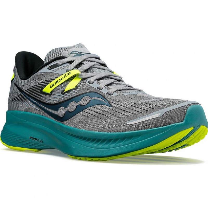 Grey / Turquoise Saucony Guide 16 Men's Running Shoes | USA UPOFMZ