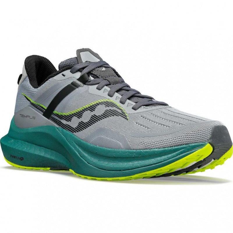 Grey / Turquoise Saucony Tempus Men's Wide Running Shoes | USA TLJUCY