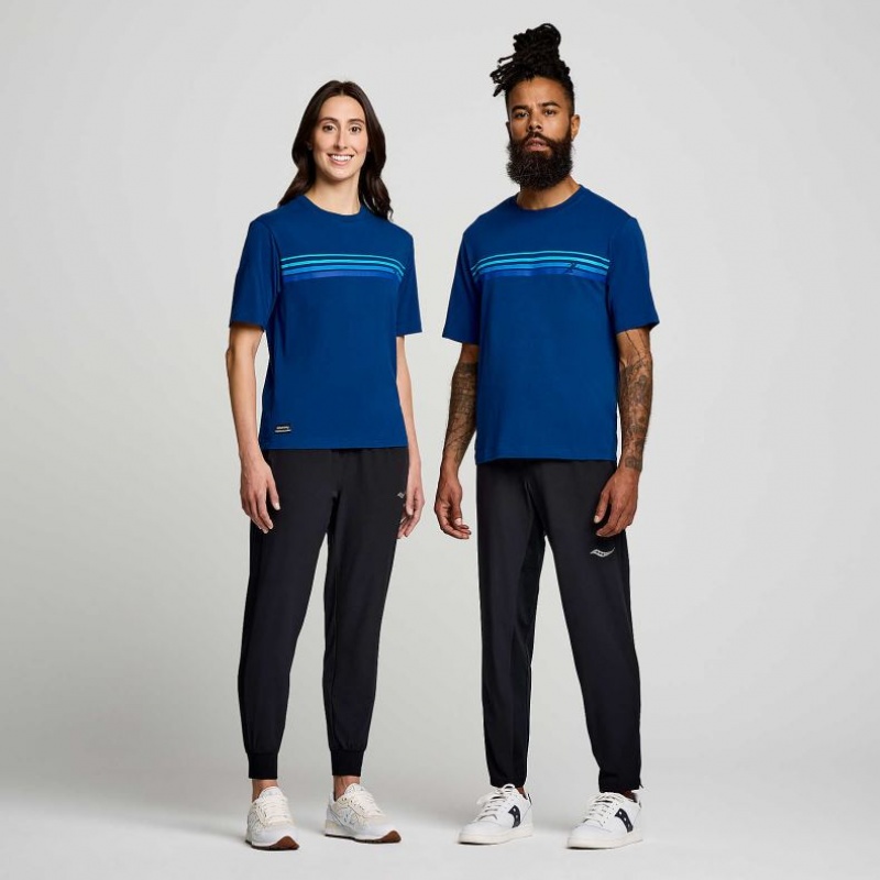 Indigo Saucony Recovery Short Sleeve Women's T-Shirt | USA PSMAWZ