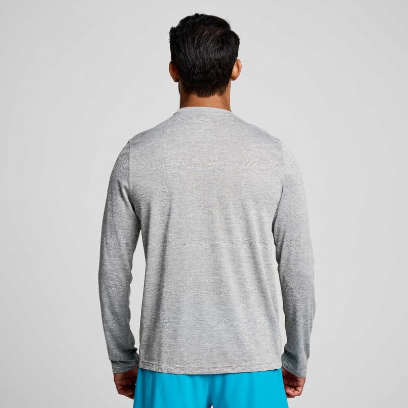 Light Grey Saucony Stopwatch Graphic Long Sleeve Men's T-Shirt | USA NGOKJS