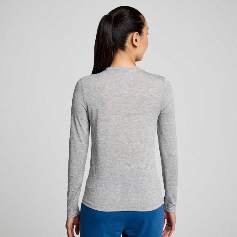 Light Grey Saucony Stopwatch Graphic Long Sleeve Women's T-Shirt | USA TNZSHK