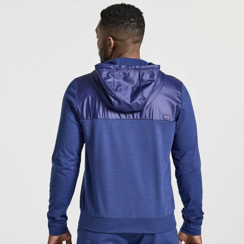 Navy Saucony Solstice Zip Men's Hoodie | USA DEYVFZ