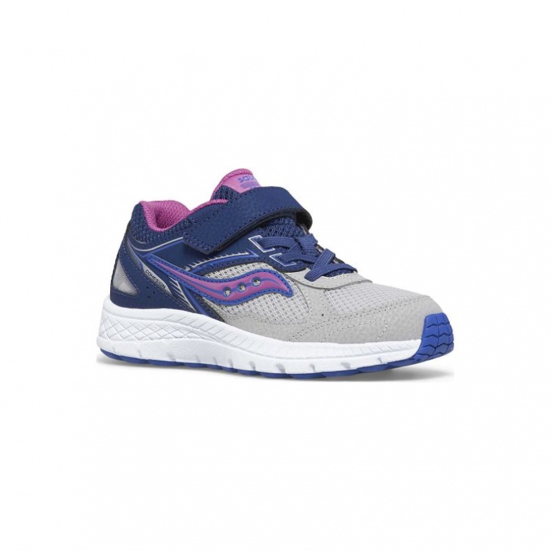 Navy / Grey Saucony Cohesion 14 A/C Big Kids' Sneakers | USA KYRIPA