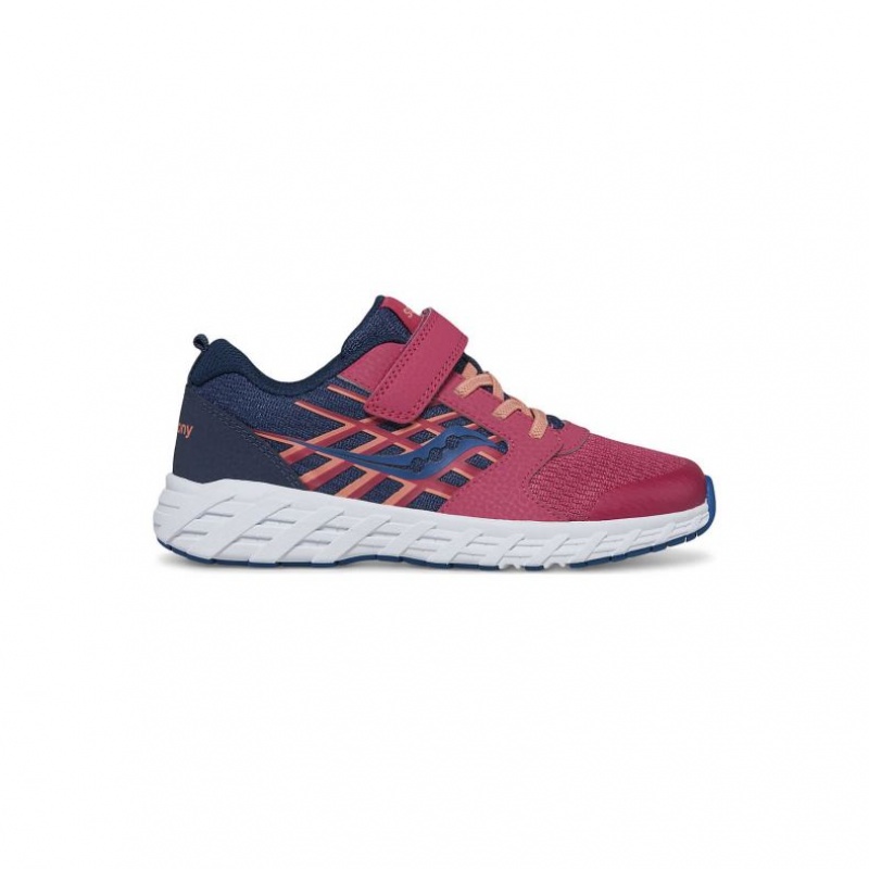 Navy / Red Saucony Wind 2.0 A/C Big Kids\' Sneakers | USA QOGFKB