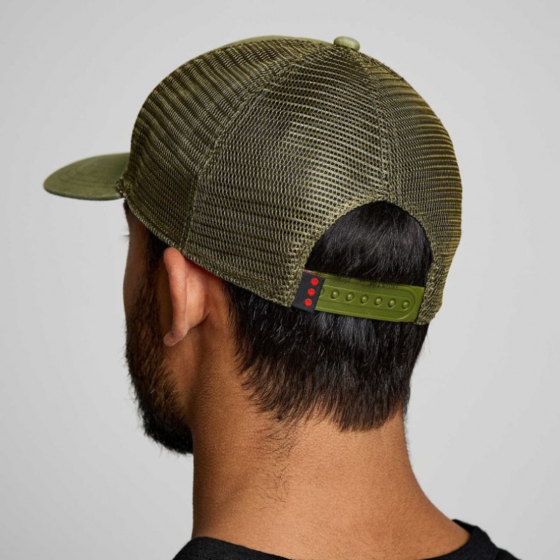 Olive Saucony Adjustable Snap Back Men's Trucker Hats | USA CEMUVZ