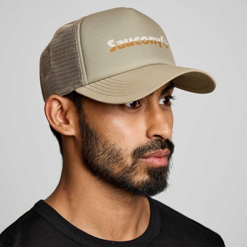 Olive Saucony Foamie Men\'s Trucker Hats | USA OWCPVK