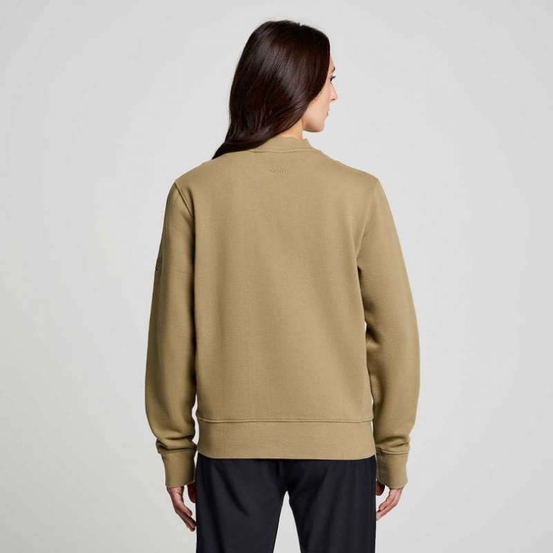 Olive Saucony Recovery Crew Women's Sweatshirt | USA IKURBC