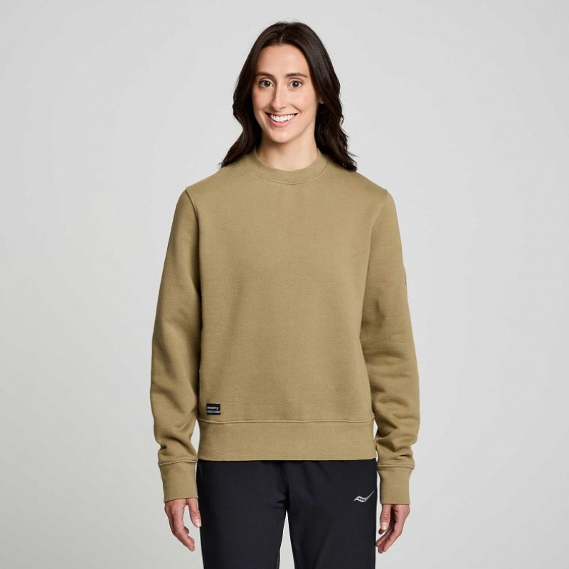 Olive Saucony Recovery Crew Women\'s Sweatshirt | USA IKURBC