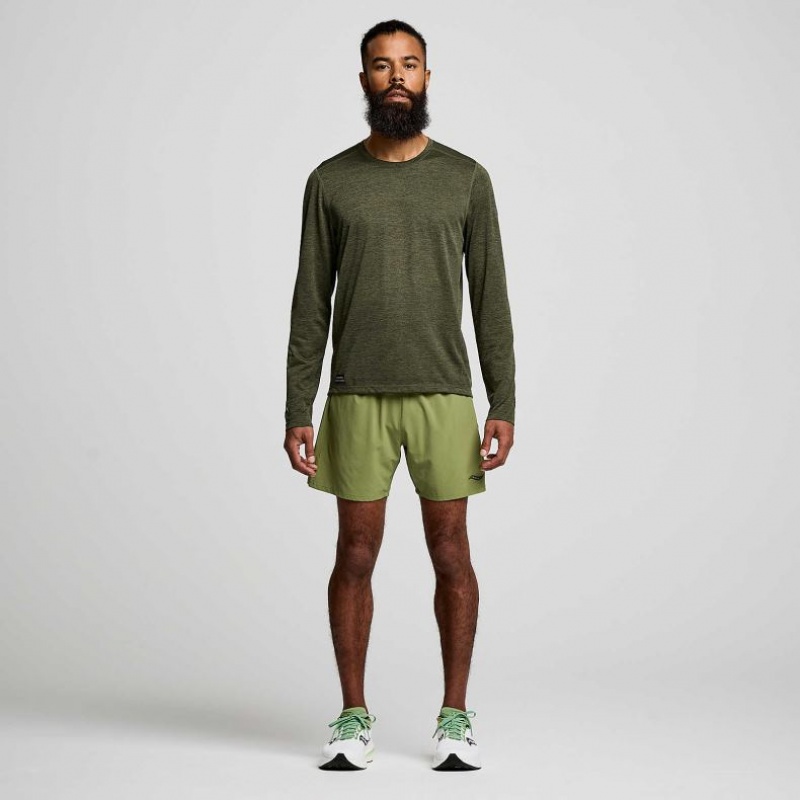 Olive Saucony Stopwatch Graphic Long Sleeve Men's T-Shirt | USA CITDOL