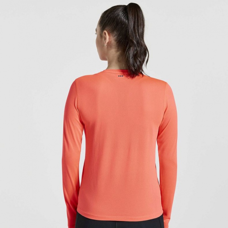 Orange Saucony Stopwatch Graphic Long Sleeve Women's T-Shirt | USA ONTIDZ