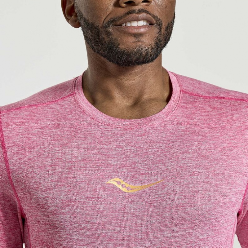 Pink Saucony Stopwatch Short Sleeve Men's T-Shirt | USA NSADZU