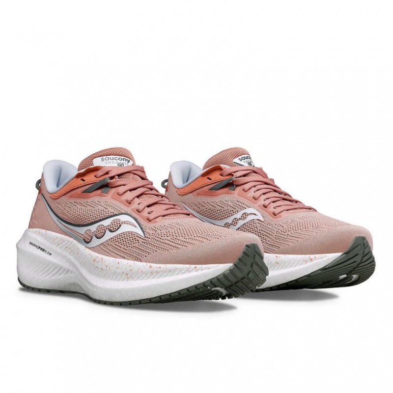 Pink Saucony Triumph 21 Women's Wide Running Shoes | USA NHFIEX