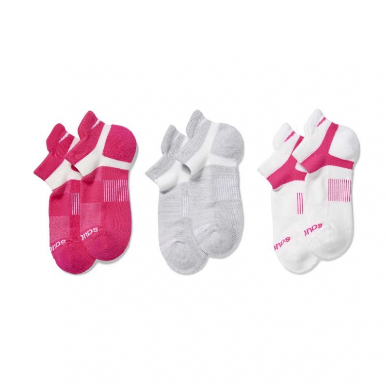 Pink / Grey / White Saucony Inferno No Show Tab 3-Pack Women\'s Socks | USA PBYGMO