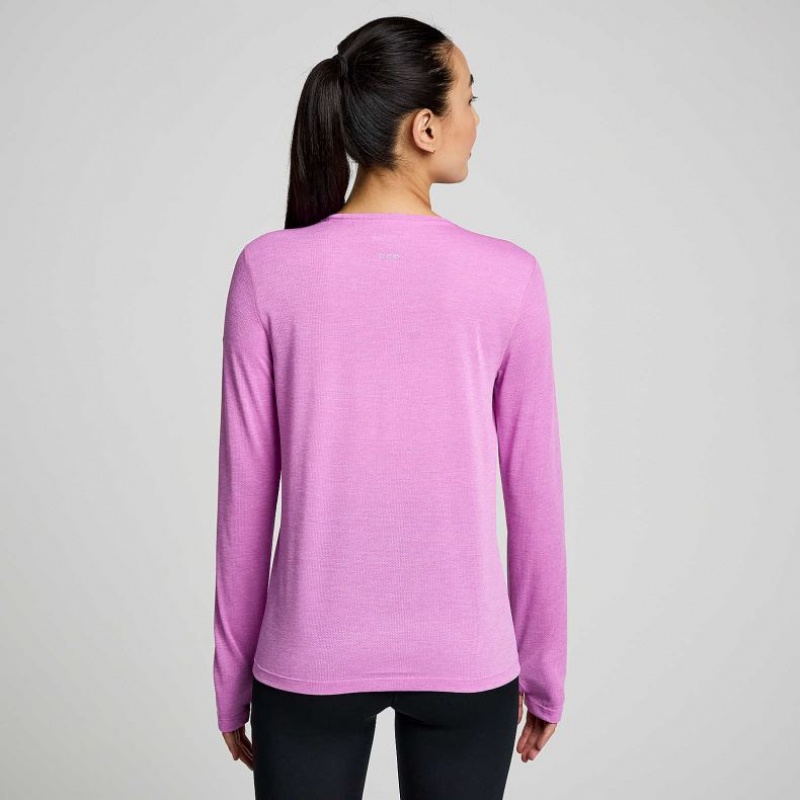 Purple Saucony Stopwatch Graphic Long Sleeve Women's T-Shirt | USA CUNWTD