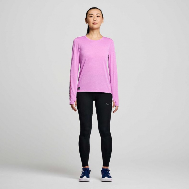 Purple Saucony Stopwatch Graphic Long Sleeve Women's T-Shirt | USA CUNWTD