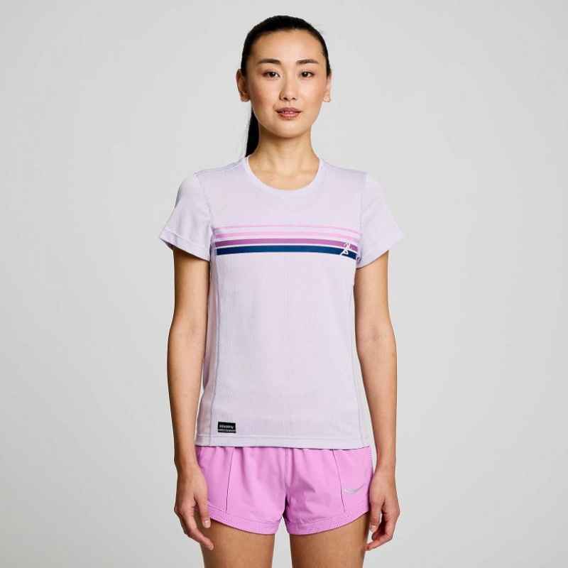 Purple Saucony Stopwatch Graphic Short Sleeve Women's T-Shirt | USA GODEKR